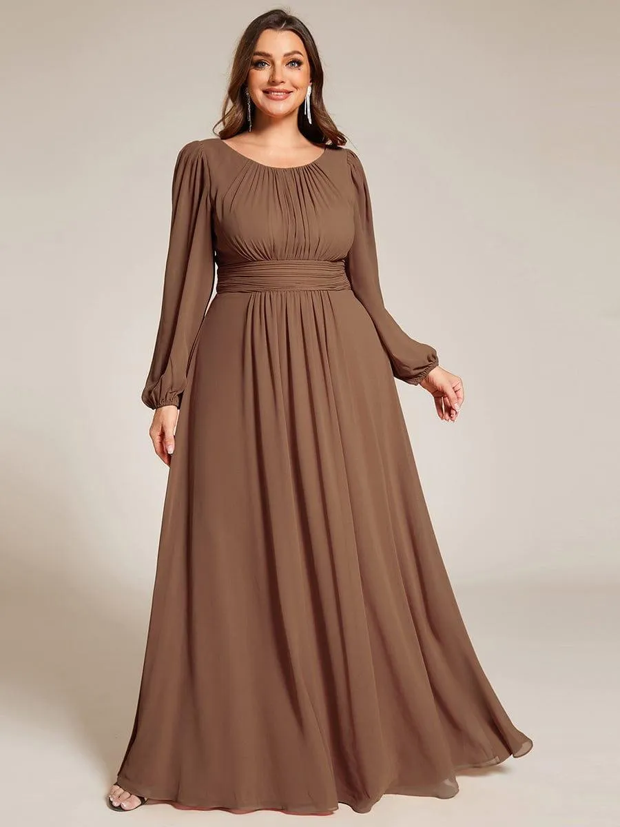 Robe demoiselle d'honneur en mousseline à taille haute Manches bouffantes