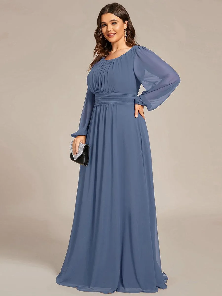 Robe demoiselle d'honneur en mousseline à taille haute Manches bouffantes
