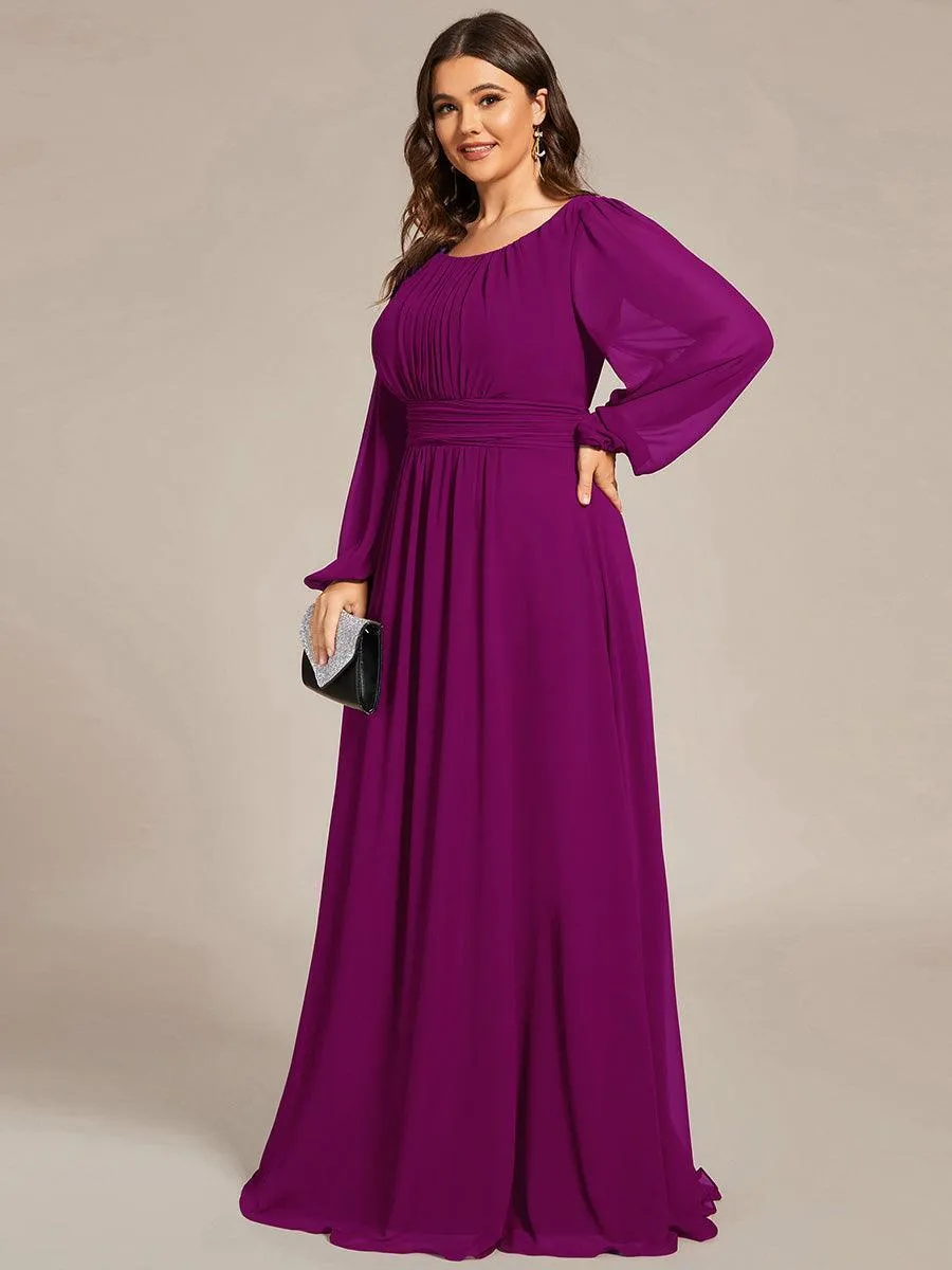 Robe demoiselle d'honneur en mousseline à taille haute Manches bouffantes