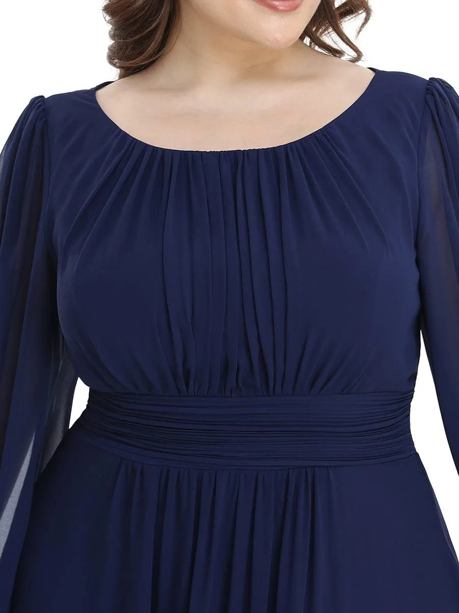 Robe demoiselle d'honneur en mousseline à taille haute Manches bouffantes