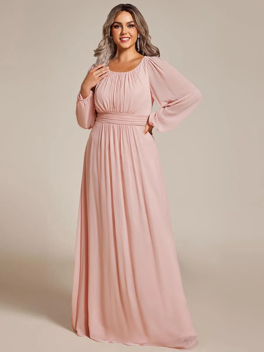 Robe demoiselle d'honneur en mousseline à taille haute Manches bouffantes
