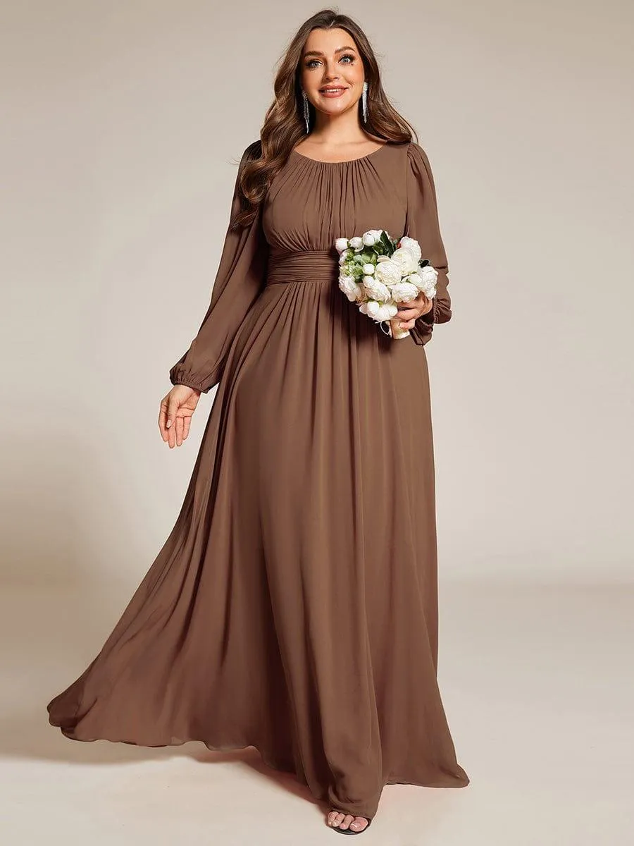 Robe demoiselle d'honneur en mousseline à taille haute Manches bouffantes