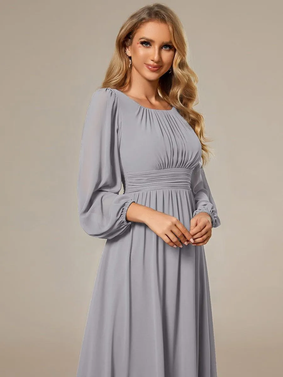 Robe demoiselle d'honneur en mousseline à taille haute Manches bouffantes