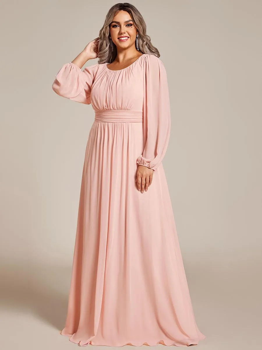 Robe demoiselle d'honneur en mousseline à taille haute Manches bouffantes