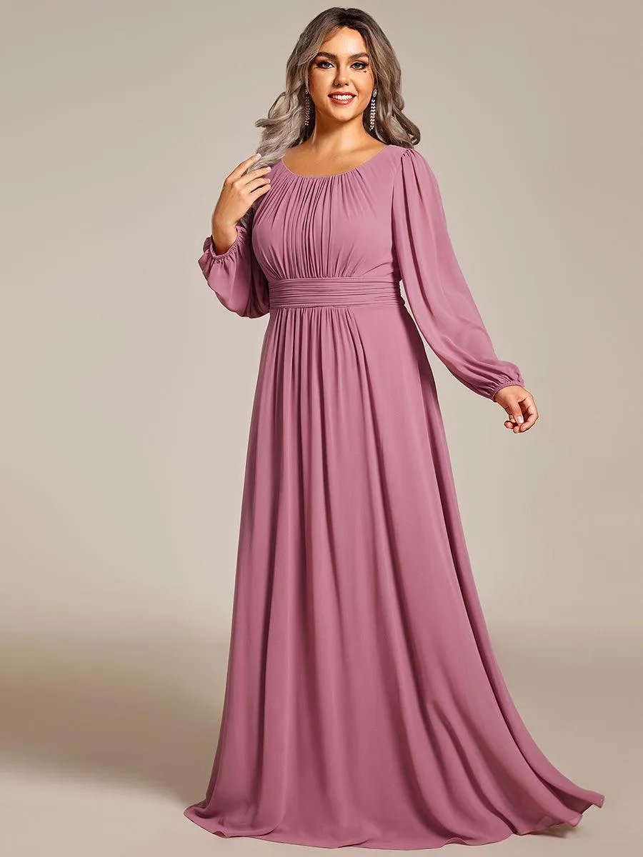 Robe demoiselle d'honneur en mousseline à taille haute Manches bouffantes