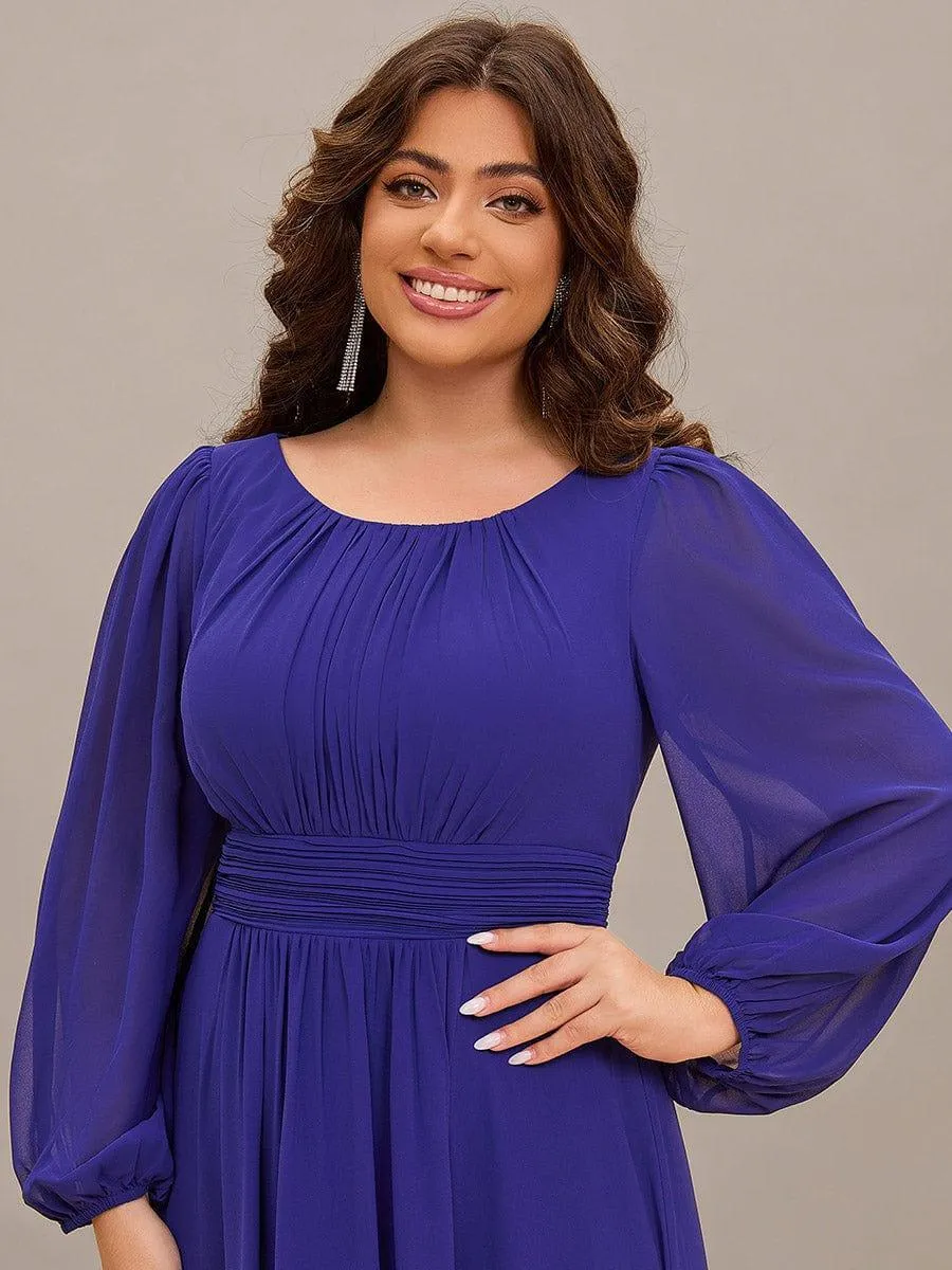 Robe demoiselle d'honneur en mousseline à taille haute Manches bouffantes