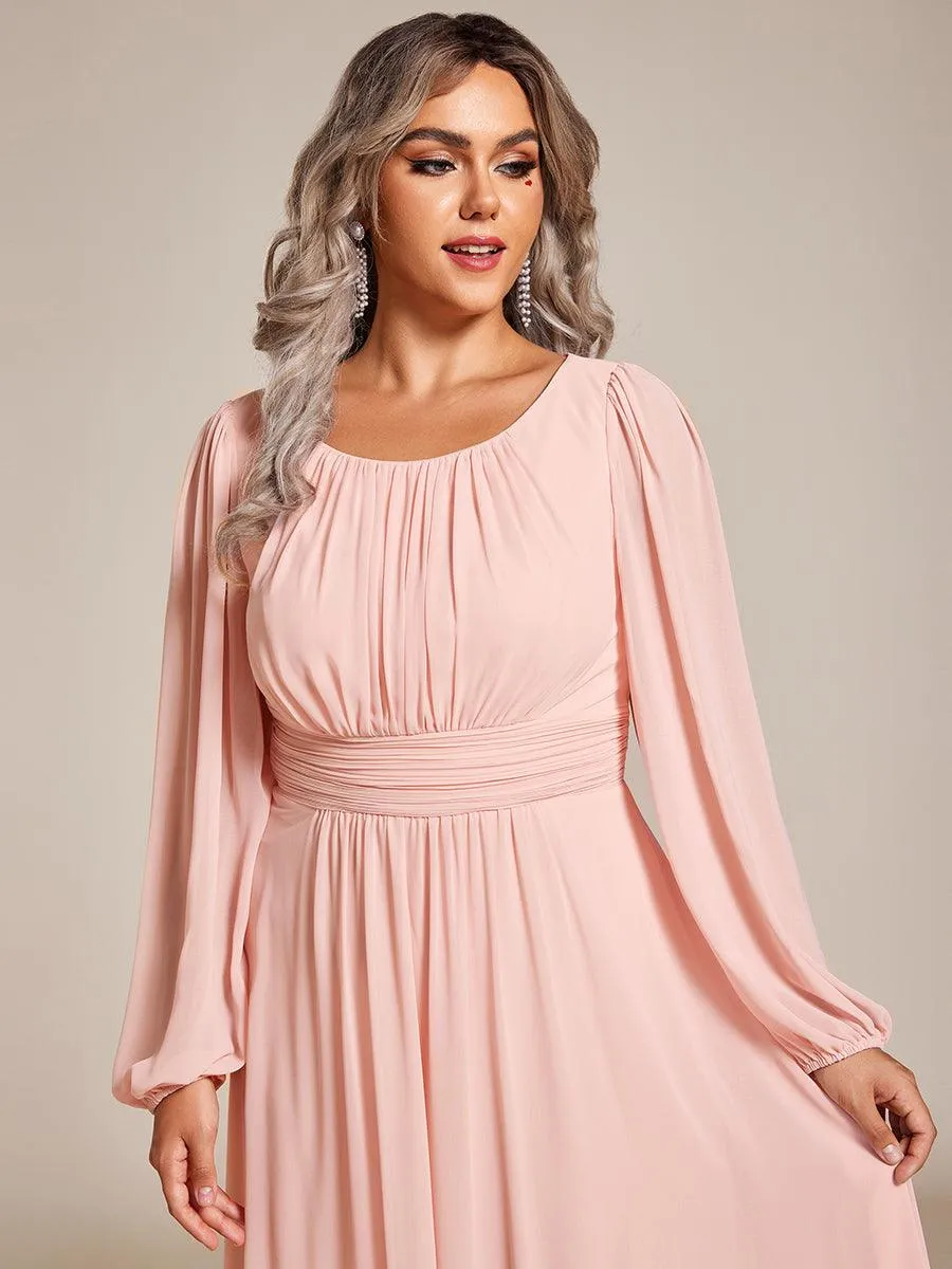 Robe demoiselle d'honneur en mousseline à taille haute Manches bouffantes