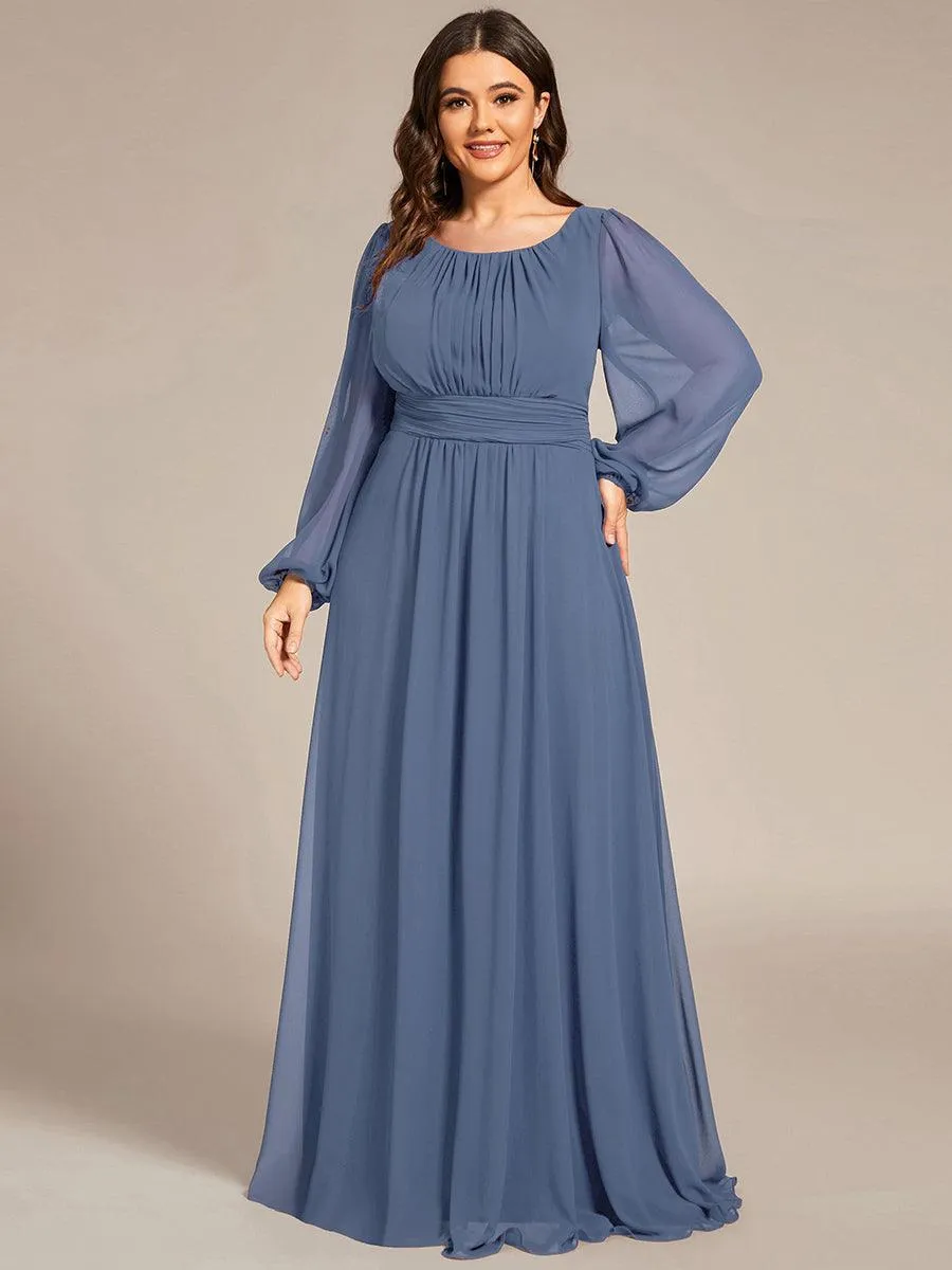Robe demoiselle d'honneur en mousseline à taille haute Manches bouffantes