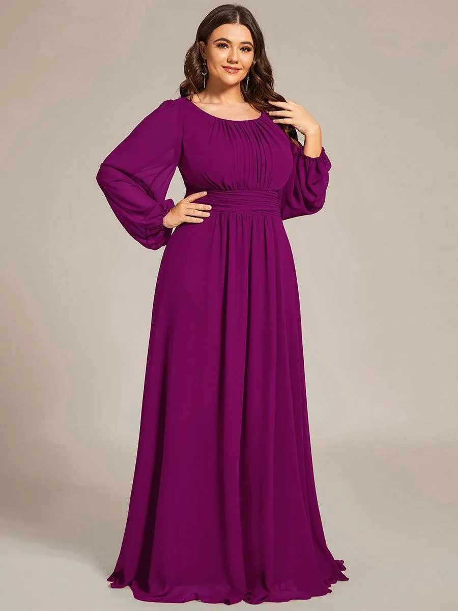 Robe demoiselle d'honneur en mousseline à taille haute Manches bouffantes