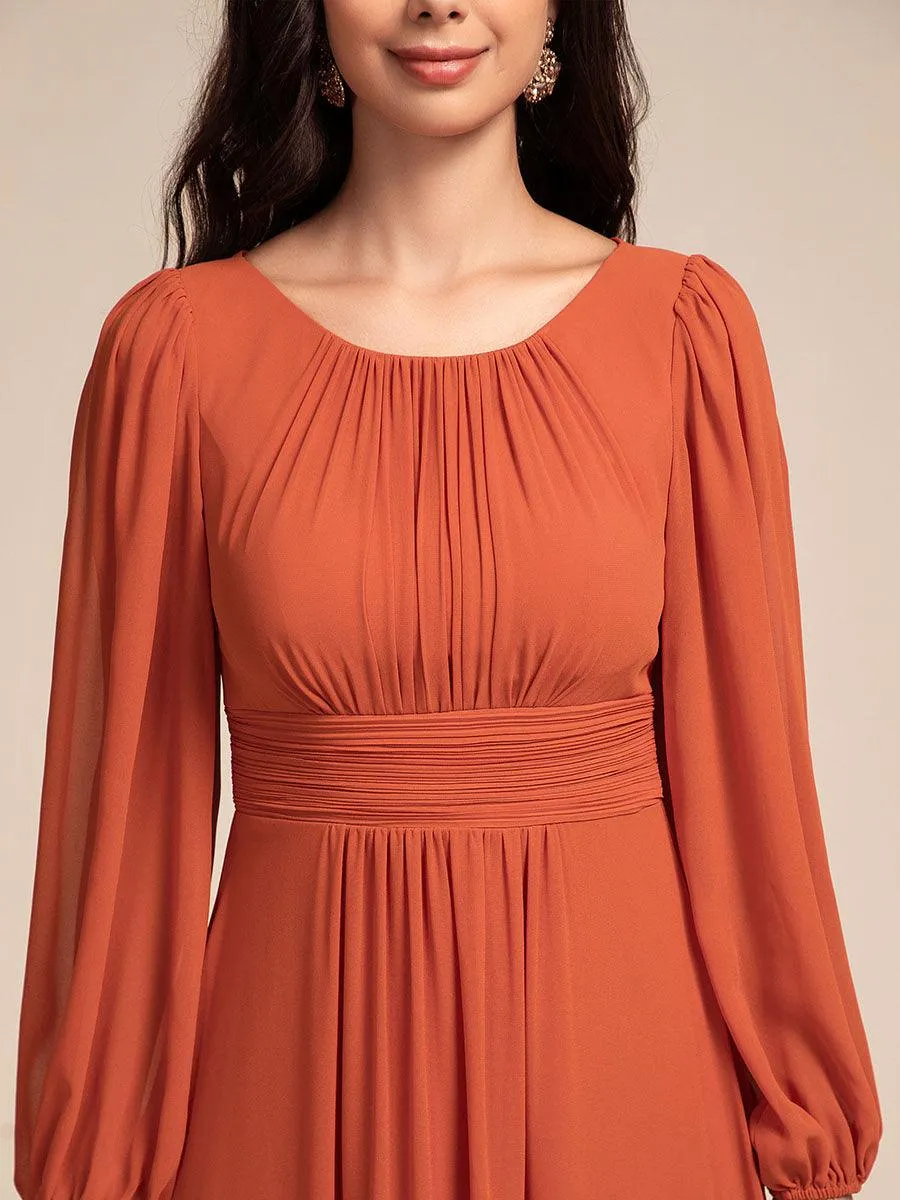 Robe demoiselle d'honneur en mousseline à taille haute Manches bouffantes