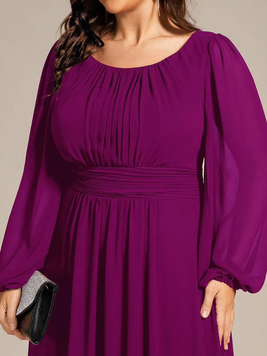 Robe demoiselle d'honneur en mousseline à taille haute Manches bouffantes