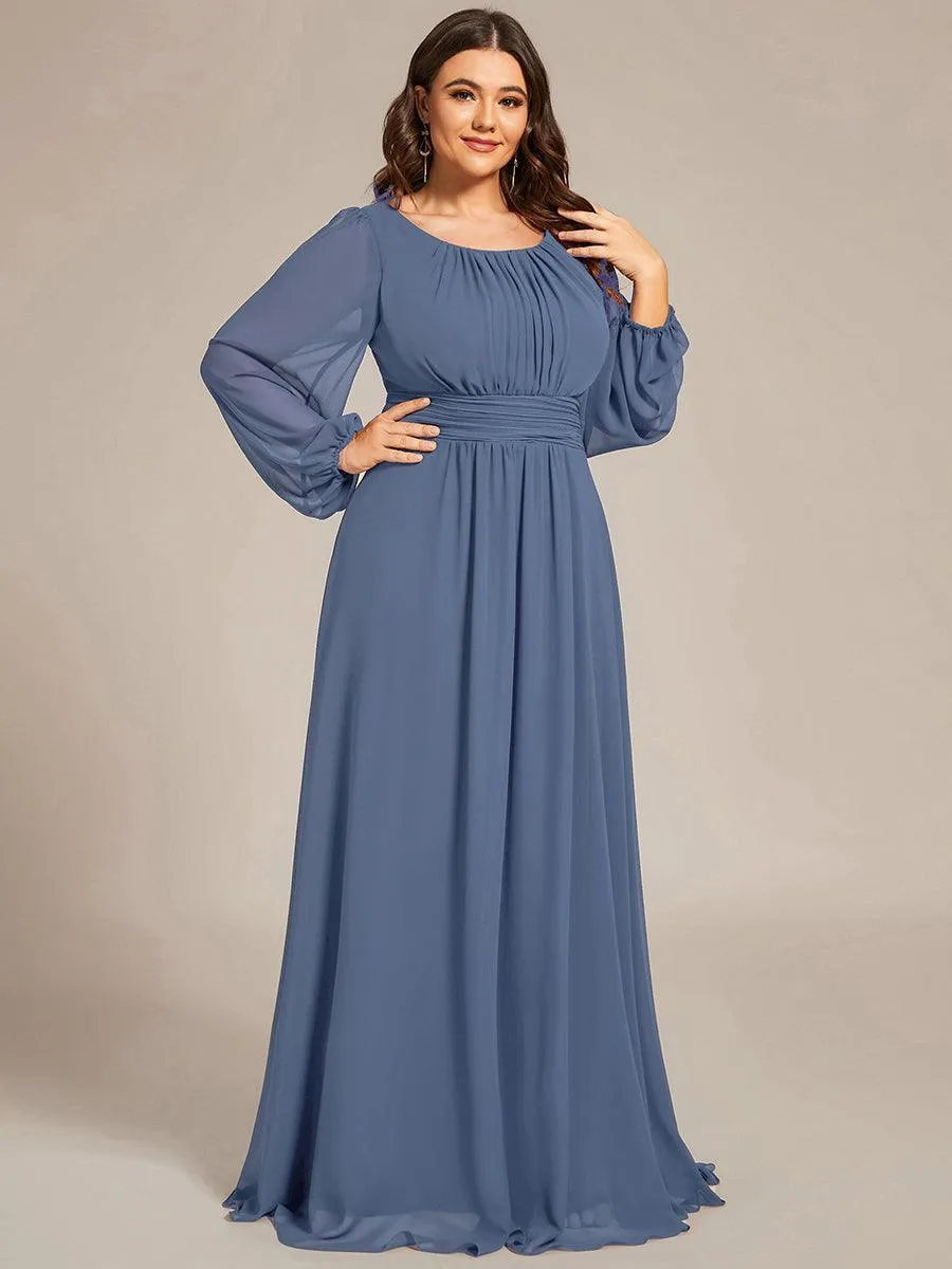 Robe demoiselle d'honneur en mousseline à taille haute Manches bouffantes