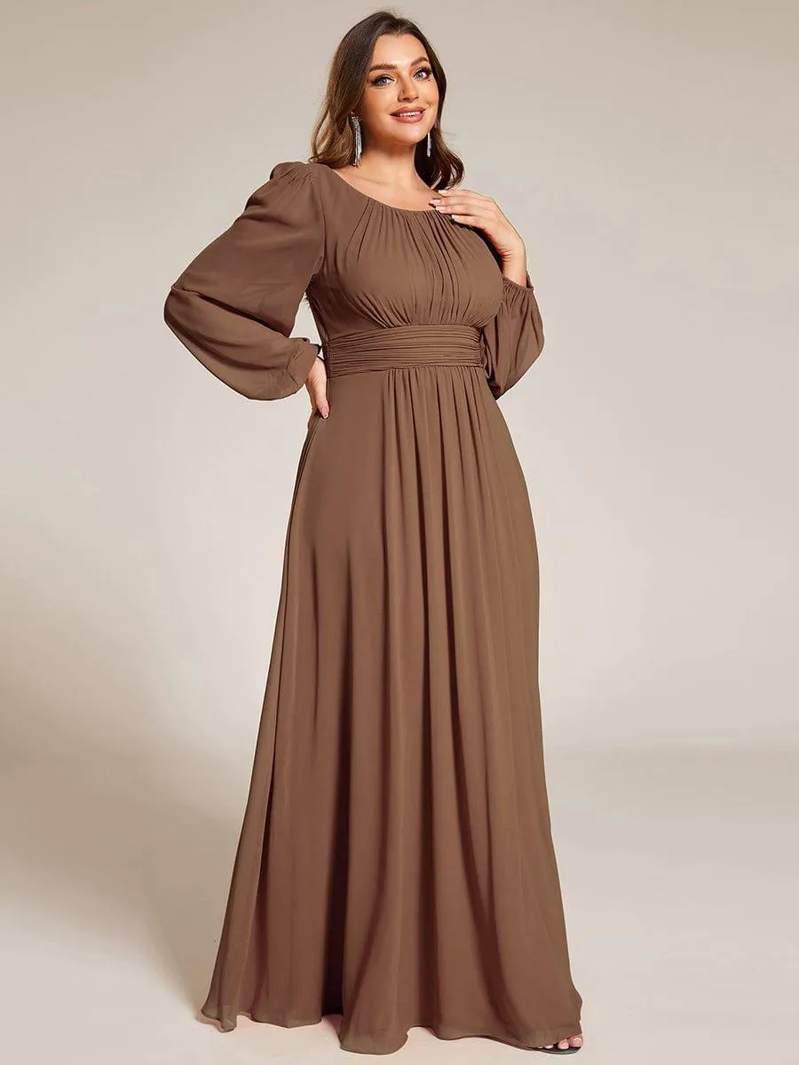 Robe demoiselle d'honneur en mousseline à taille haute Manches bouffantes