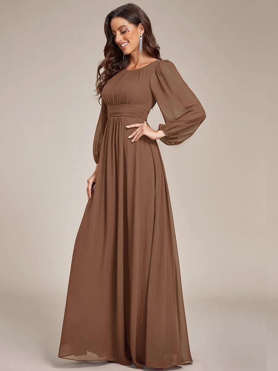Robe demoiselle d'honneur en mousseline à taille haute Manches bouffantes
