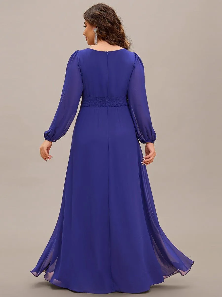 Robe demoiselle d'honneur en mousseline à taille haute Manches bouffantes