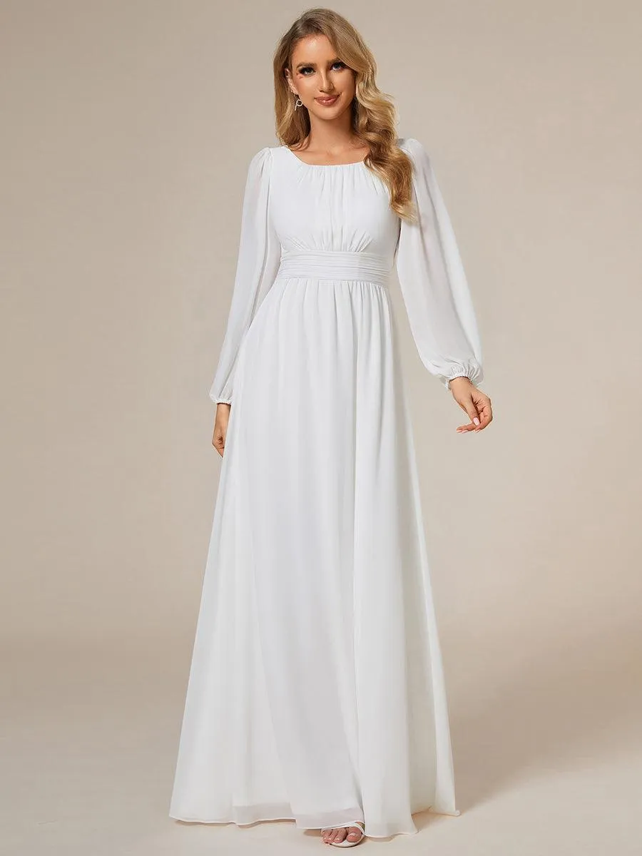 Robe demoiselle d'honneur en mousseline à taille haute Manches bouffantes