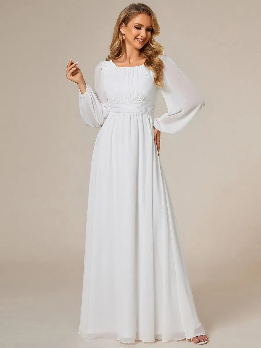 Robe demoiselle d'honneur en mousseline à taille haute Manches bouffantes