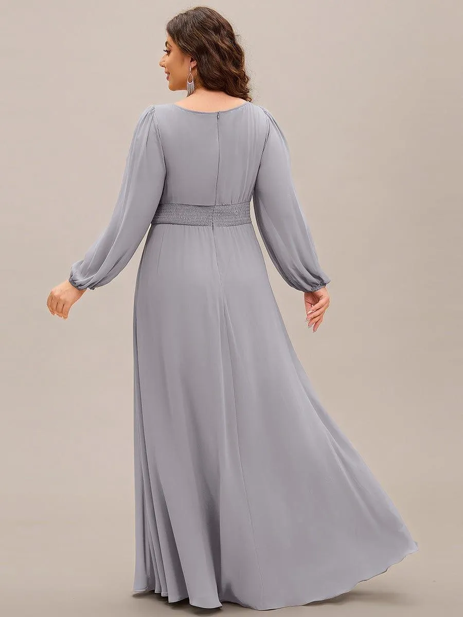 Robe demoiselle d'honneur en mousseline à taille haute Manches bouffantes