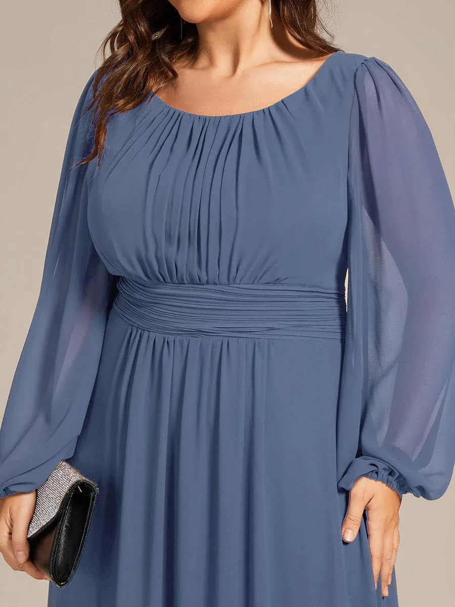 Robe demoiselle d'honneur en mousseline à taille haute Manches bouffantes