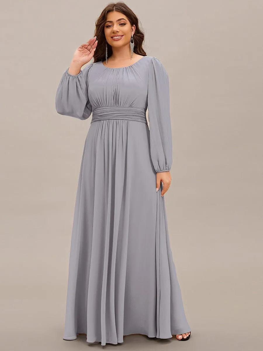 Robe demoiselle d'honneur en mousseline à taille haute Manches bouffantes