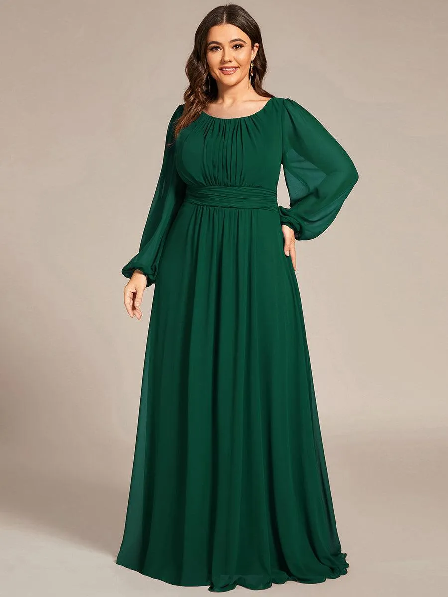 Robe demoiselle d'honneur en mousseline à taille haute Manches bouffantes