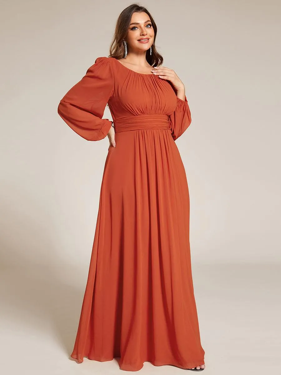 Robe demoiselle d'honneur en mousseline à taille haute Manches bouffantes