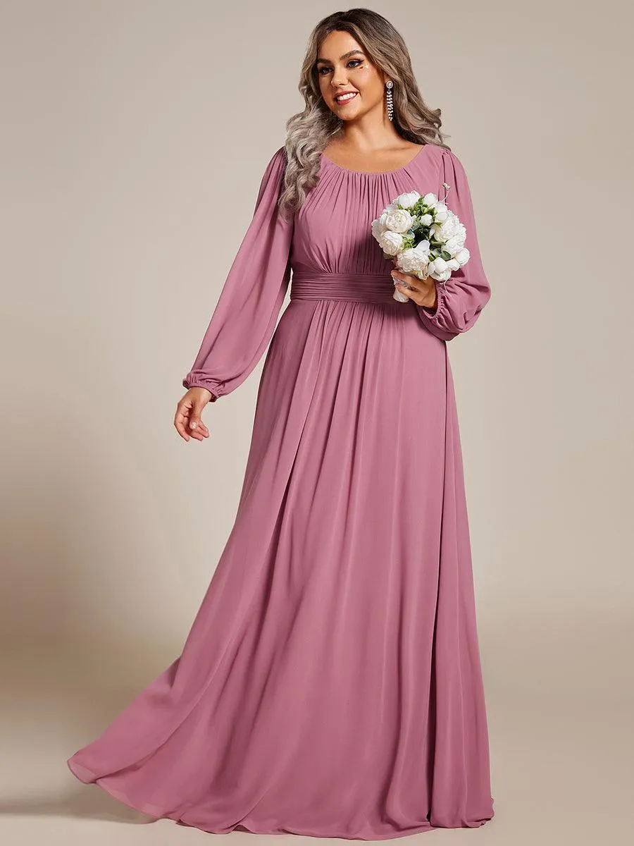 Robe demoiselle d'honneur en mousseline à taille haute Manches bouffantes