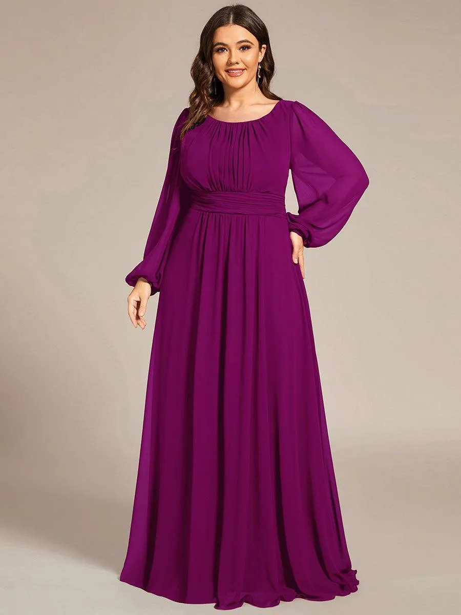 Robe demoiselle d'honneur en mousseline à taille haute Manches bouffantes