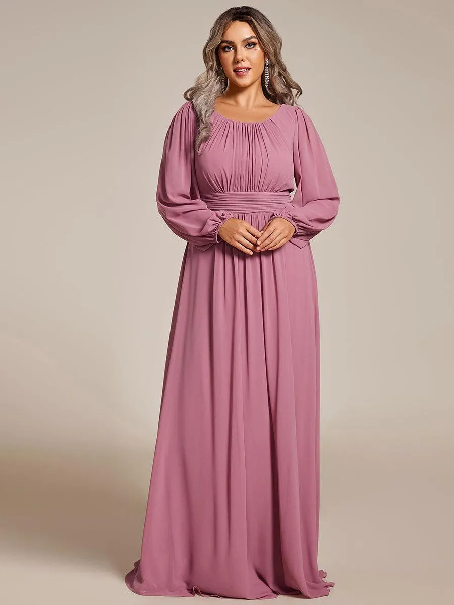 Robe demoiselle d'honneur en mousseline à taille haute Manches bouffantes