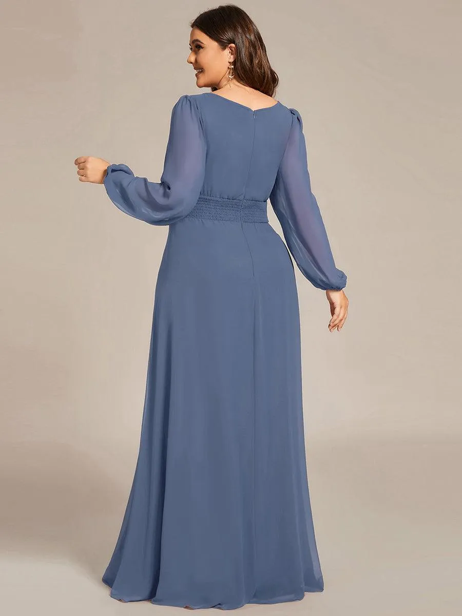 Robe demoiselle d'honneur en mousseline à taille haute Manches bouffantes