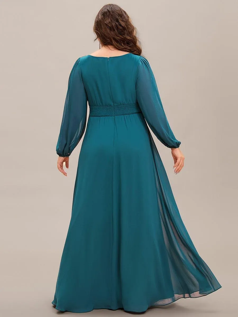Robe demoiselle d'honneur en mousseline à taille haute Manches bouffantes