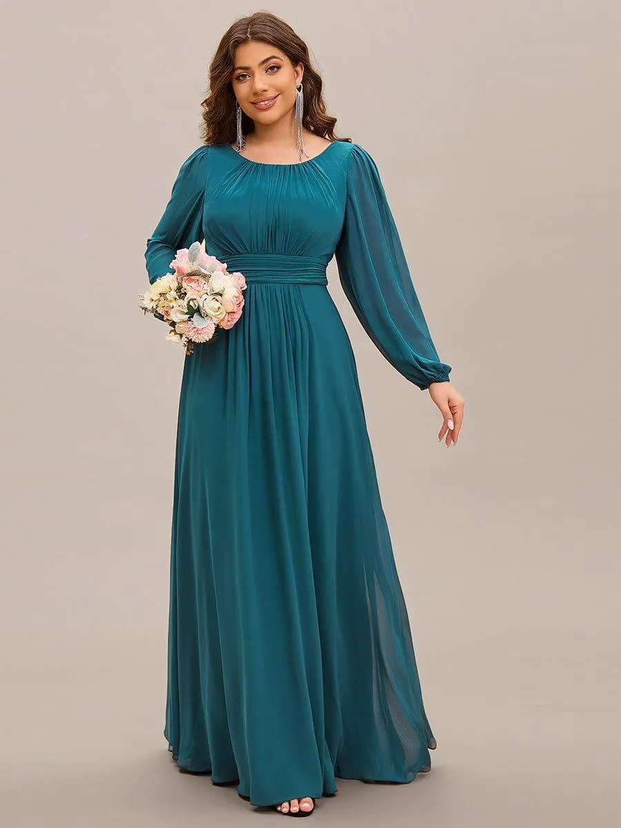 Robe demoiselle d'honneur en mousseline à taille haute Manches bouffantes