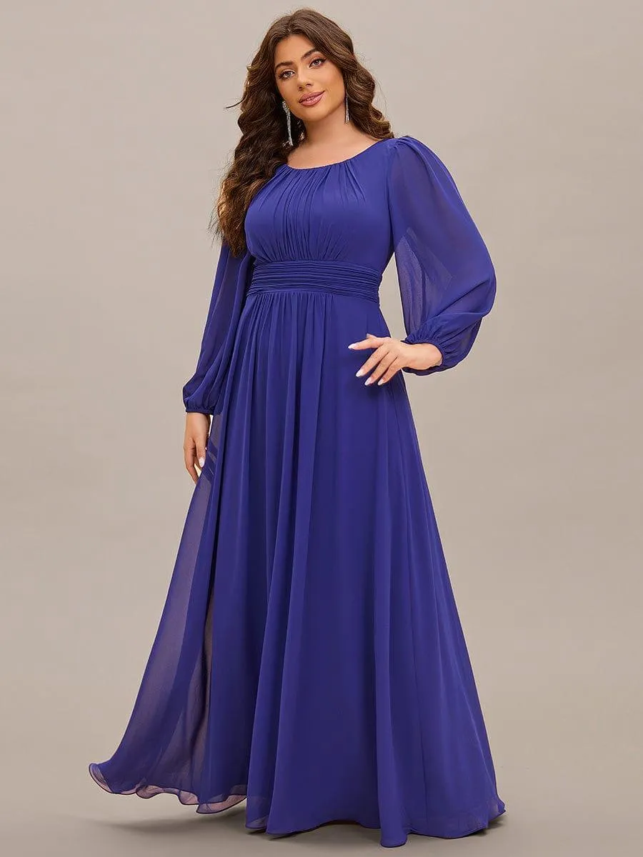 Robe demoiselle d'honneur en mousseline à taille haute Manches bouffantes
