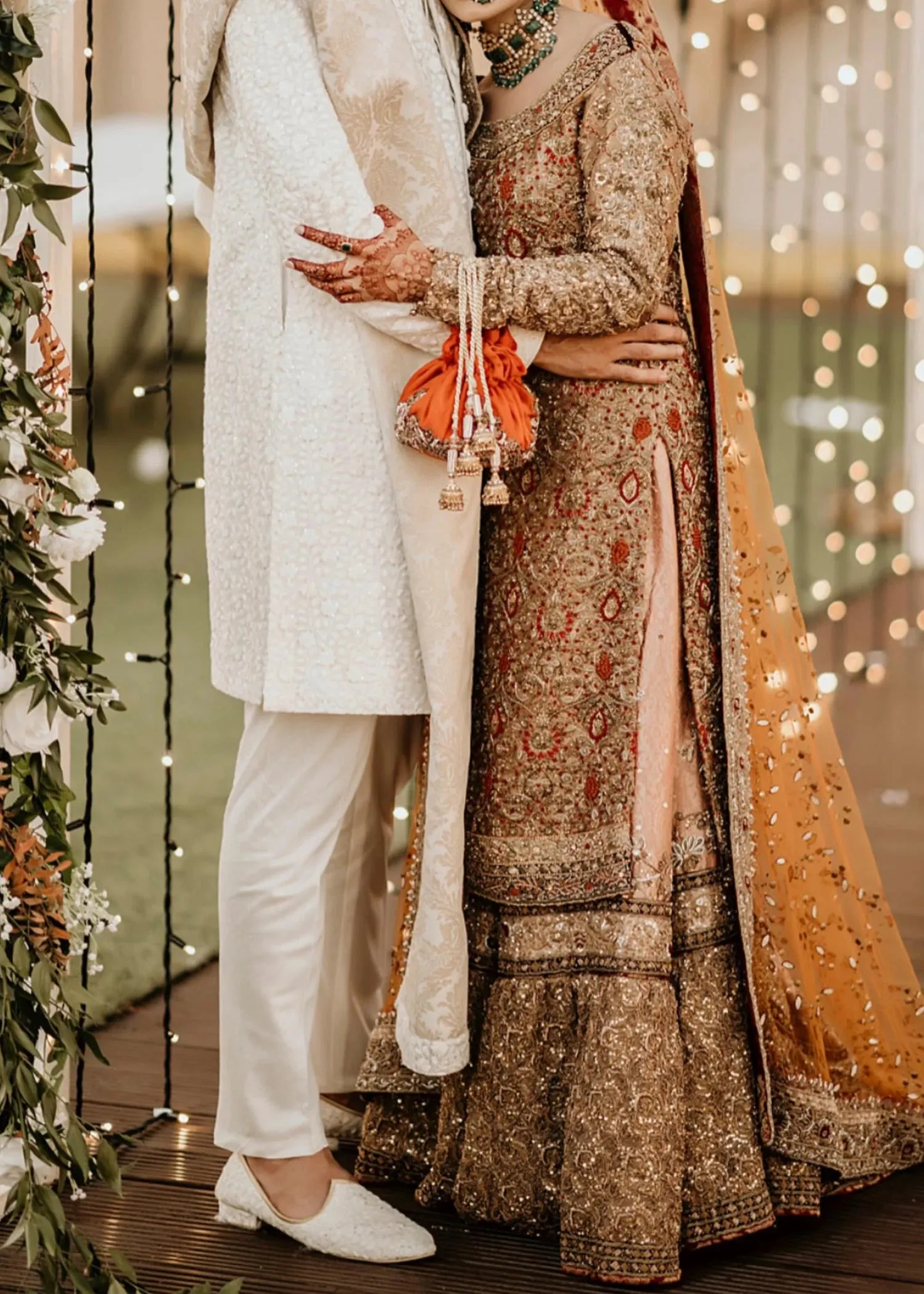 Rose Gold Pakistani Bridal Dress in Shirts Lehenga
