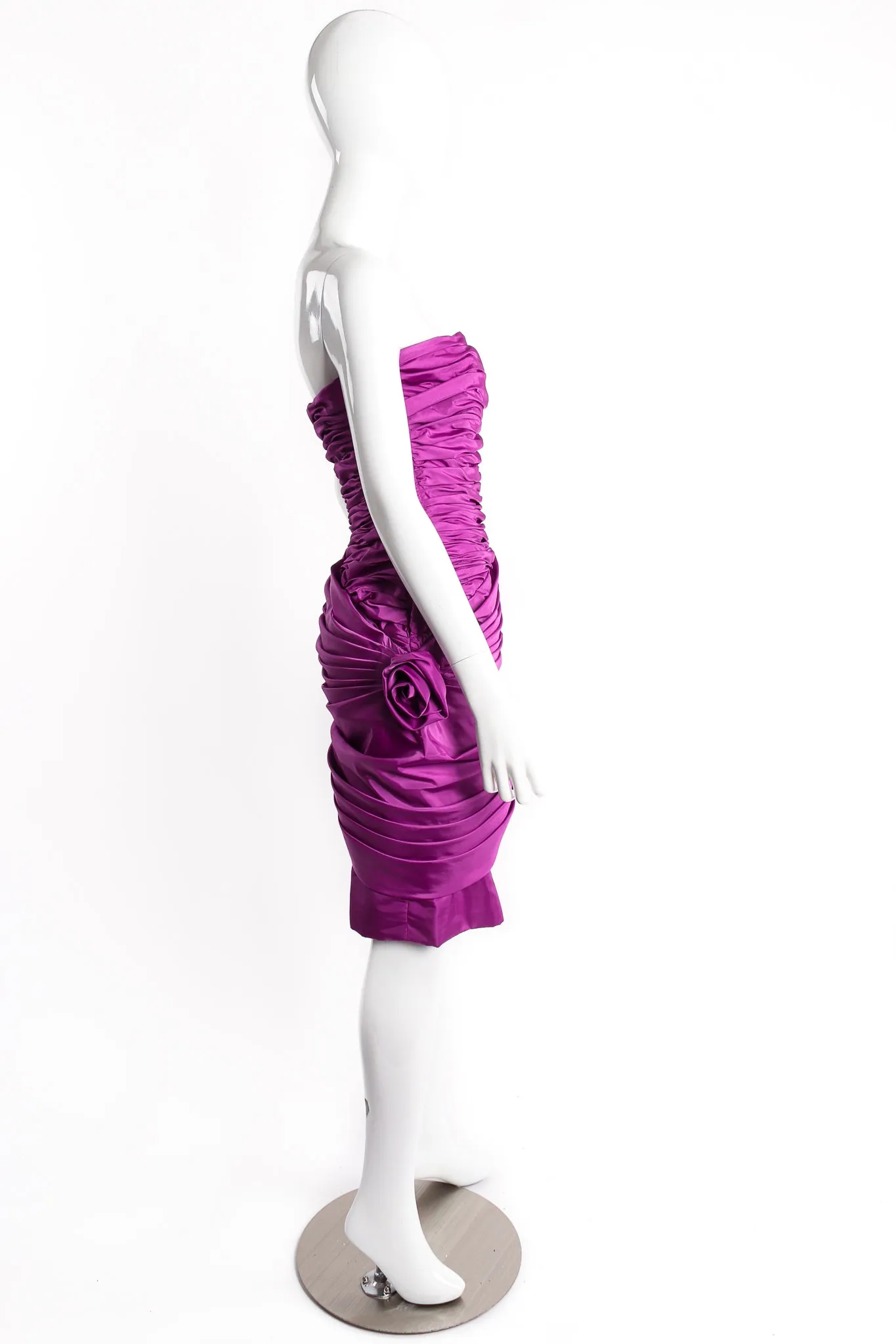 Rose Puff Ruched Cocktail Dress