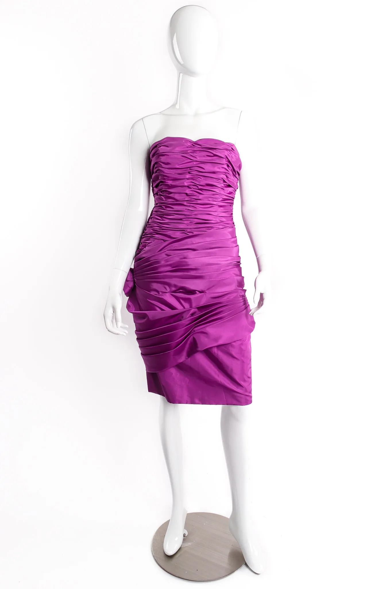Rose Puff Ruched Cocktail Dress