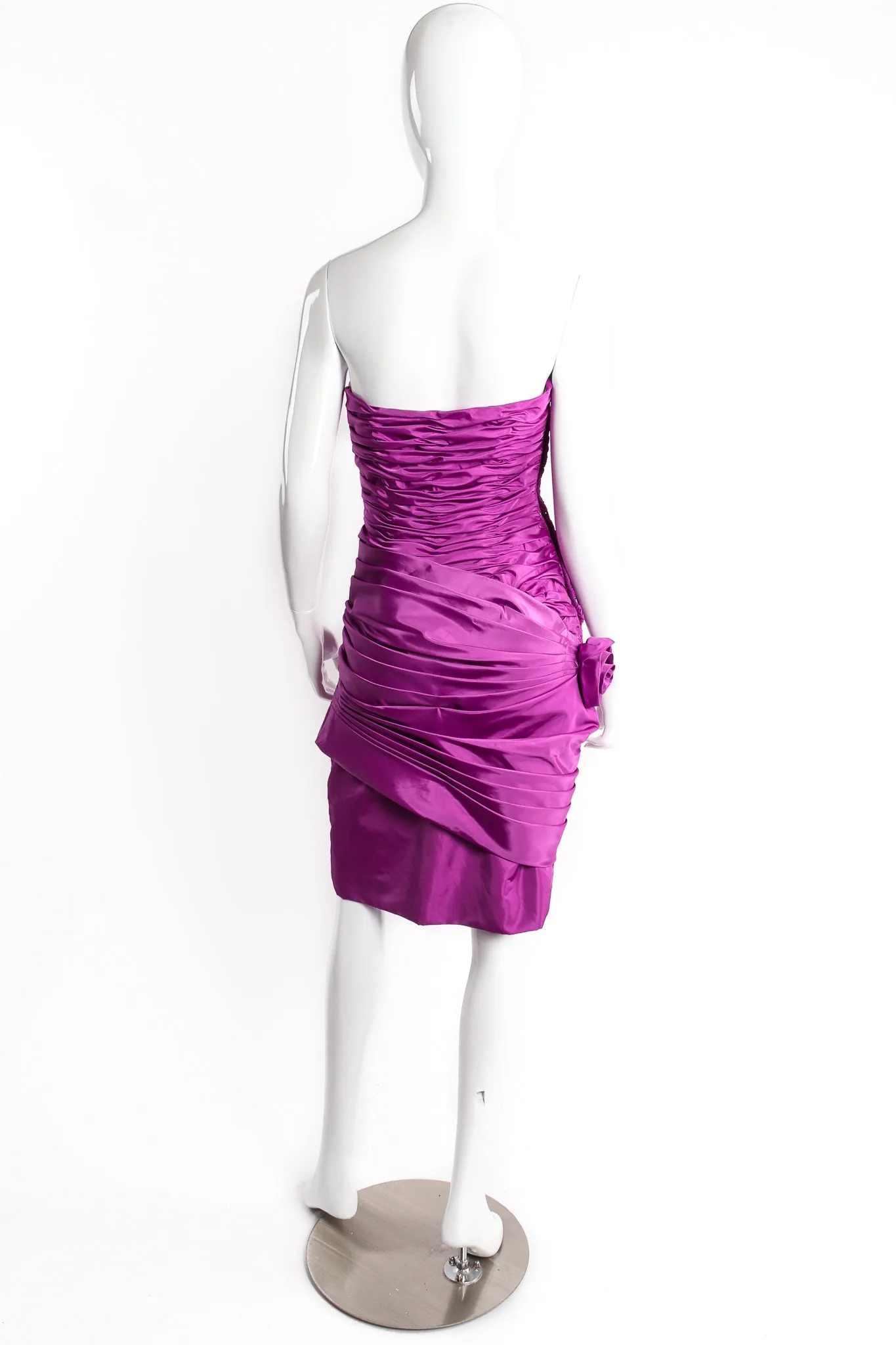 Rose Puff Ruched Cocktail Dress