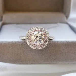 Round Aquamarine Double Halo Cocktail Ring