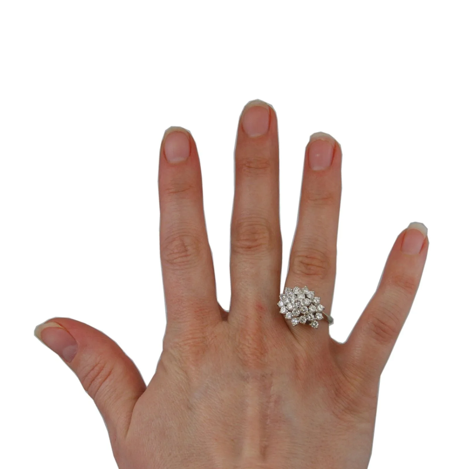 Round Brilliant Cut 1.50cttw Diamond Cluster Ring in 14K White Gold