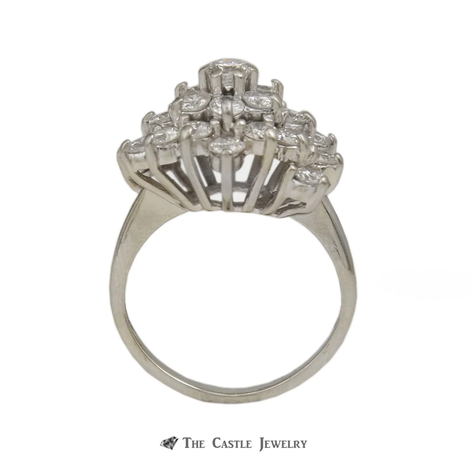 Round Brilliant Cut 1.50cttw Diamond Cluster Ring in 14K White Gold