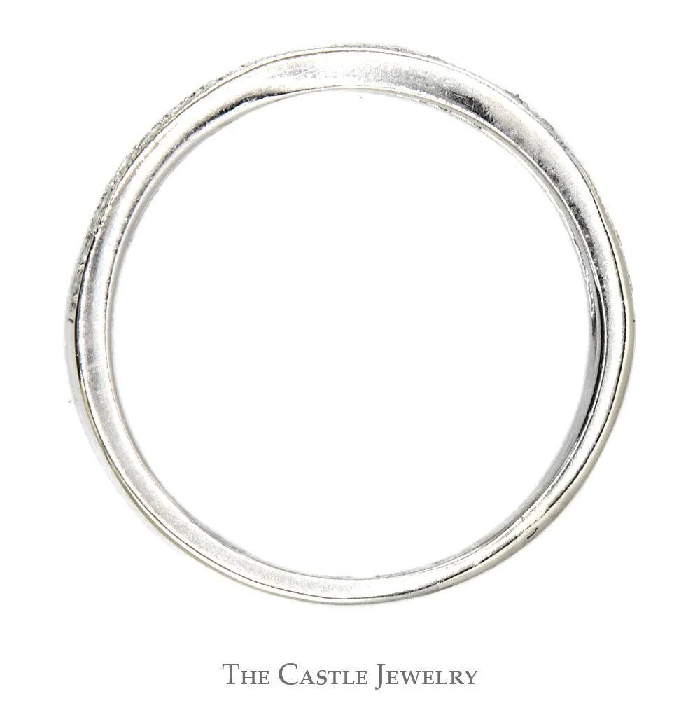 Round Diamond Wedding Band with Beaded Edges in 10k White Gold