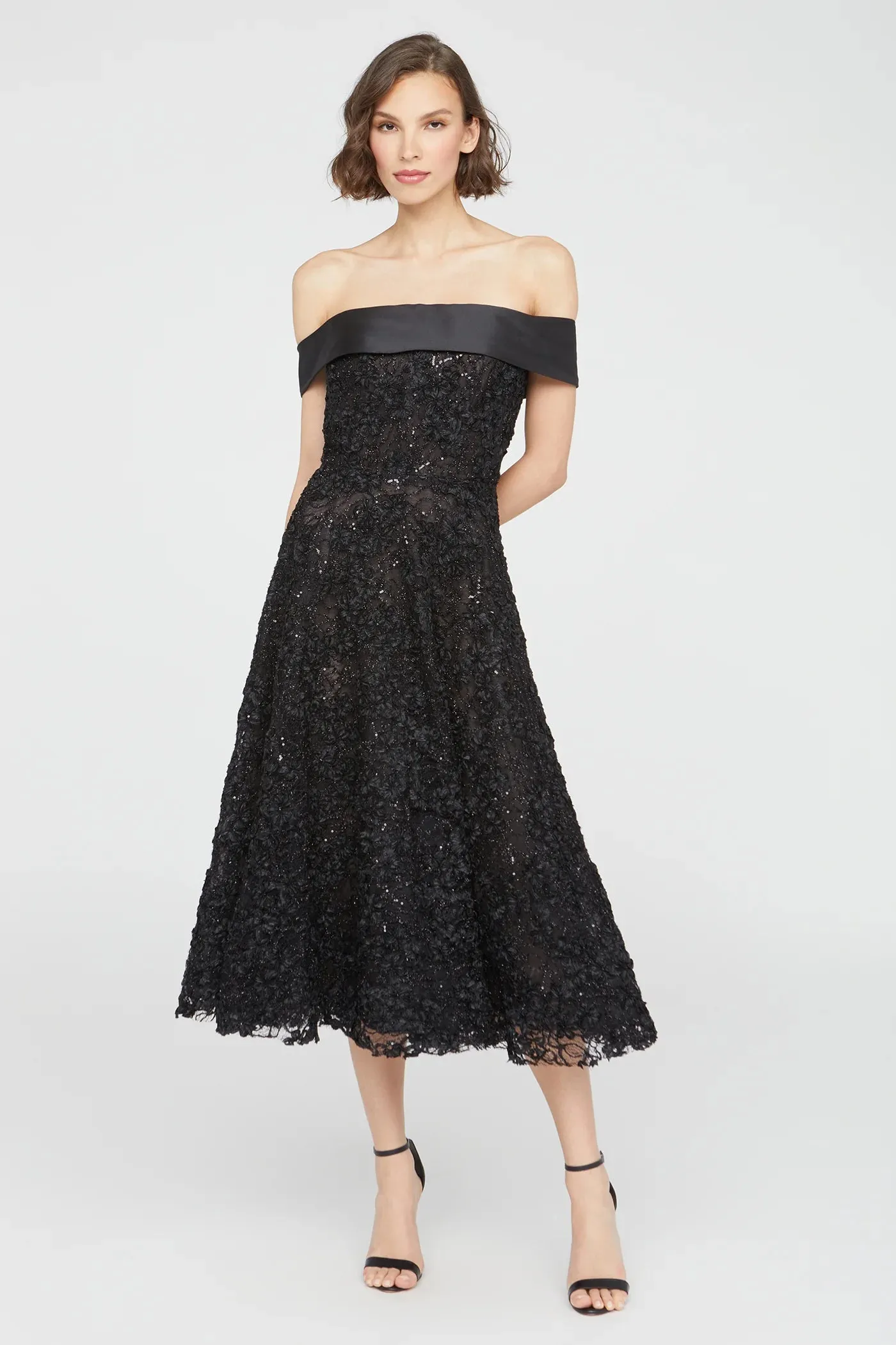 Roxy Off Shoulder A Line Dress - Black
