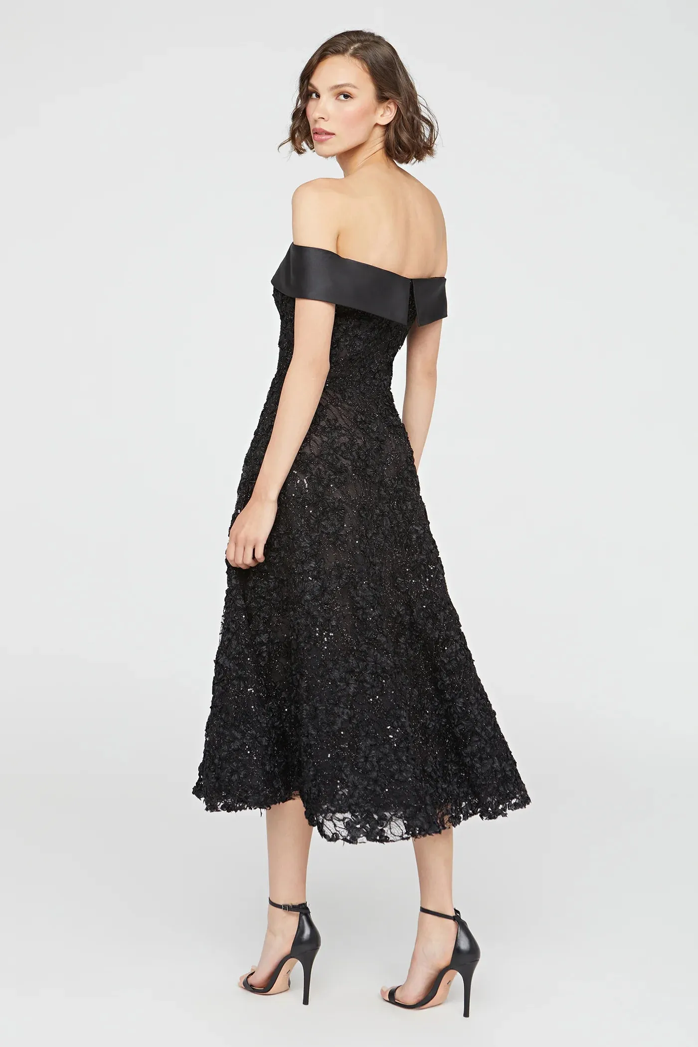 Roxy Off Shoulder A Line Dress - Black