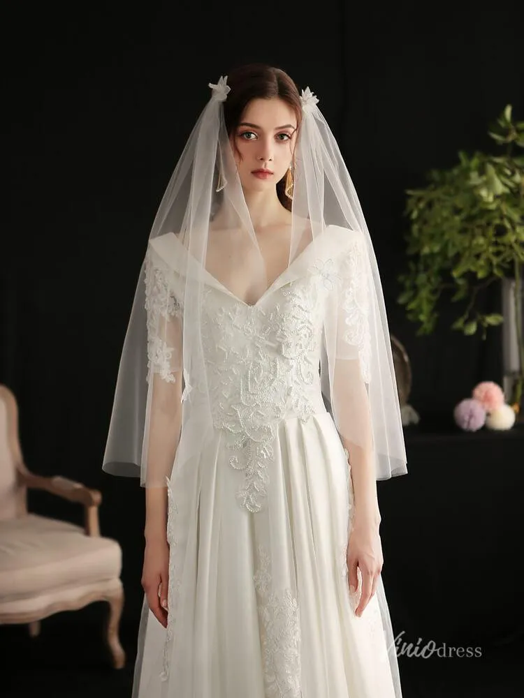 Roycebridal 3D Floral Juliet Cap Veils Viniodress AC1298