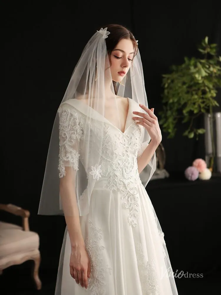 Roycebridal 3D Floral Juliet Cap Veils Viniodress AC1298