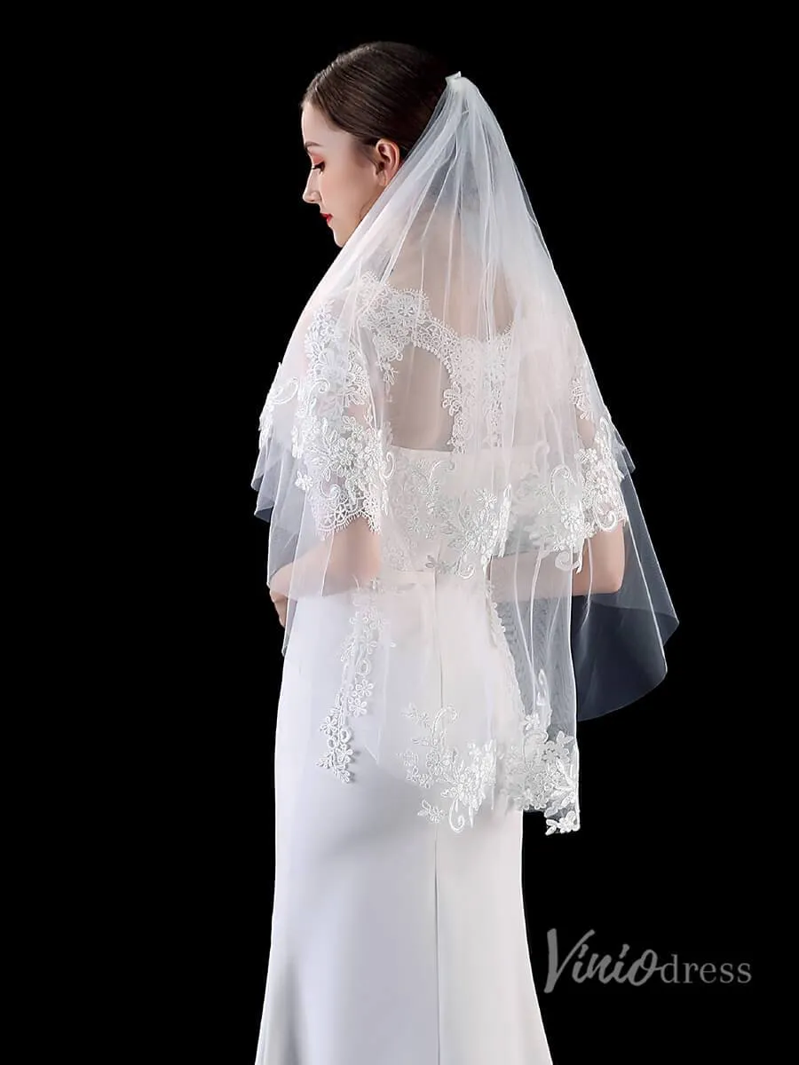 Roycebridal Classic Fingertip Length Bridal Veil Viniodress TS1902