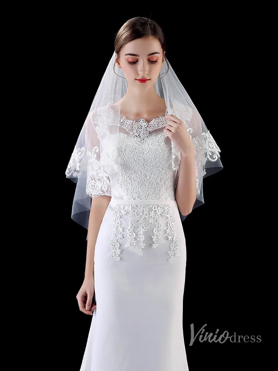 Roycebridal Classic Fingertip Length Bridal Veil Viniodress TS1902