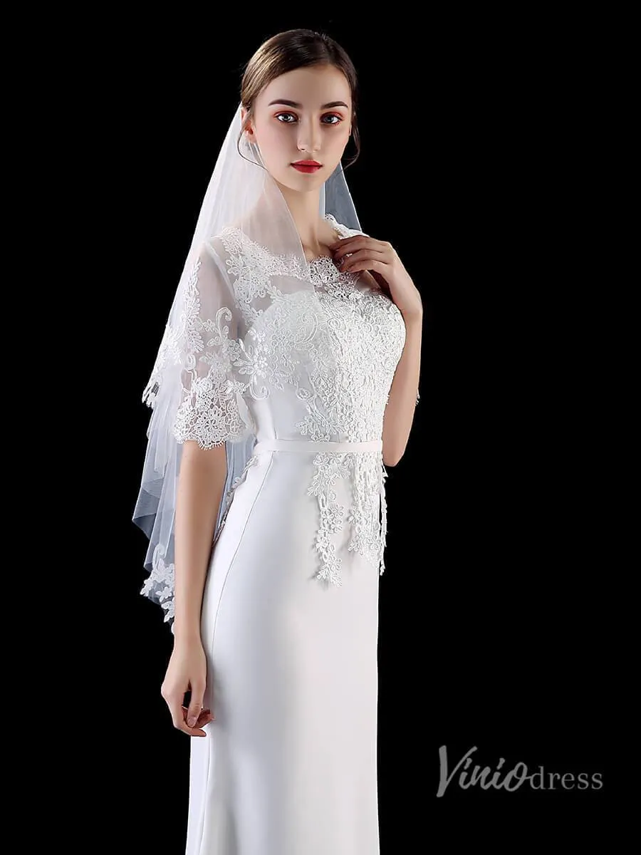 Roycebridal Classic Fingertip Length Bridal Veil Viniodress TS1902