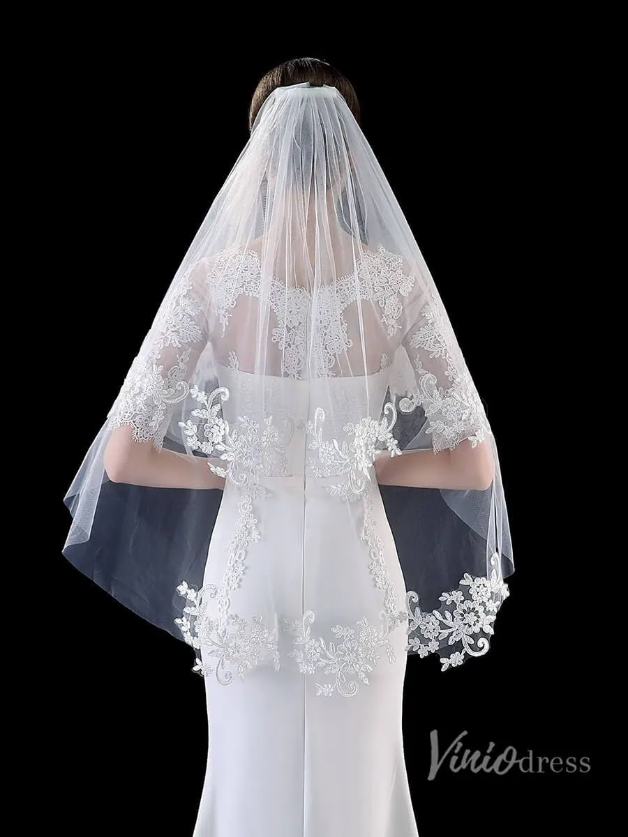 Roycebridal Classic Fingertip Length Bridal Veil Viniodress TS1902