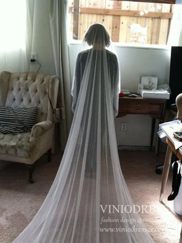 Roycebridal Dotted Tulle Cathedral Bridal Veils AC1215